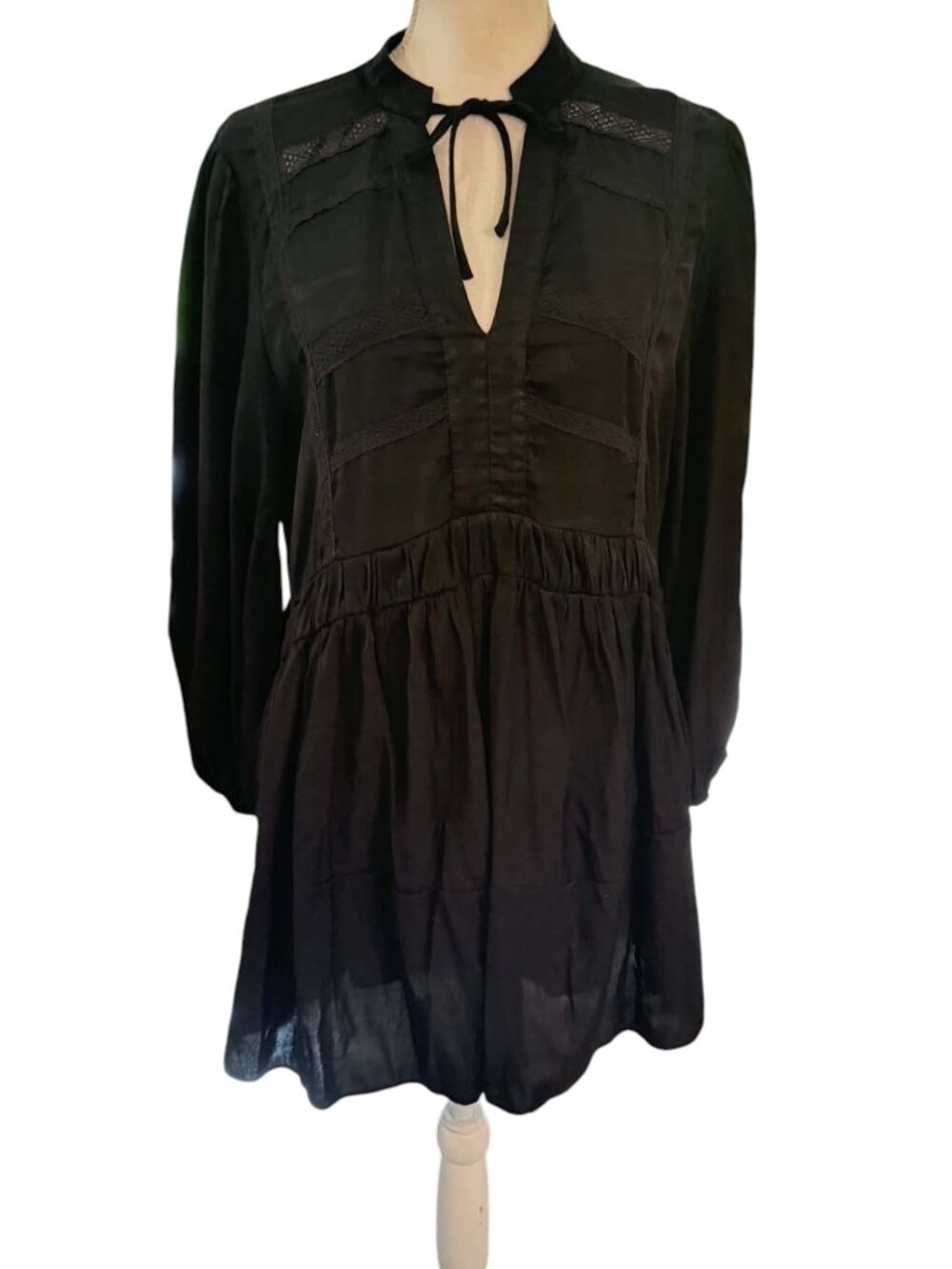 Mustard Seed Black Babydoll Dress Size Medium
